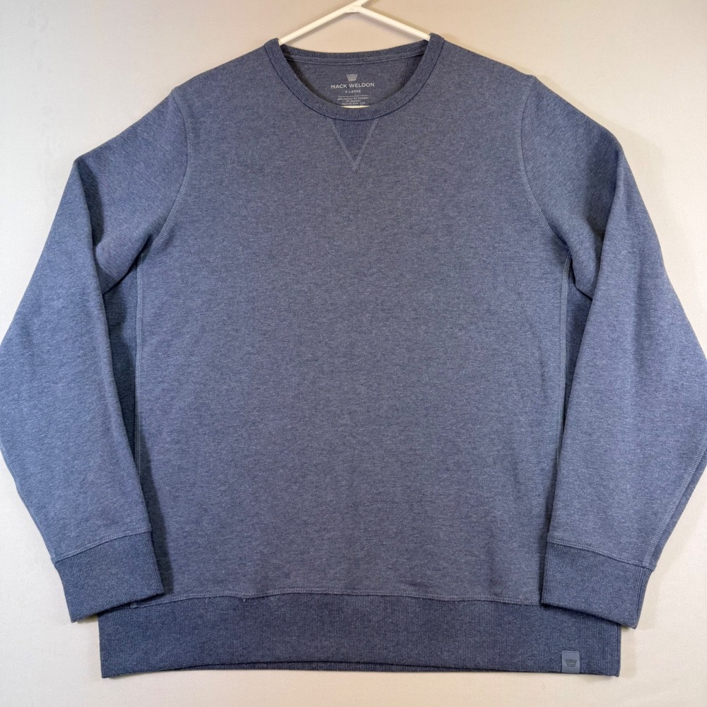 Mack Weldon Ace Crew Neck Sweatshirt Mens XL Blue Heather French Terry Pullover